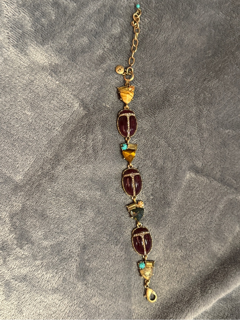 Chloe + Isabel Scarab Gold Bracelet with Burgundy and Turquoise Accents